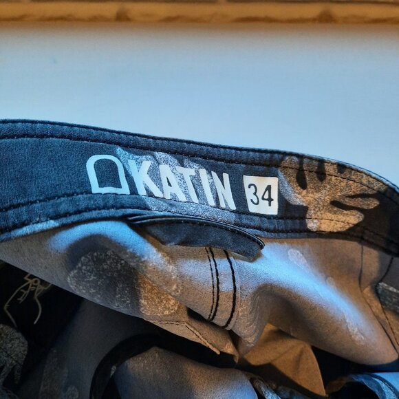 Katin Board Shorts Mens 34 Washed Black Swim Surf Beach Hybrid Trunks‎ Hawaiian - Picture 5 of 10